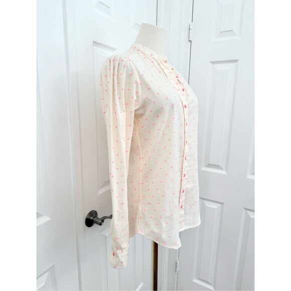 The Shirt by Rochelle Behrens White Pink Polka Dot Puff Sleeve Blouse XS NWT - Picture 2 of 5